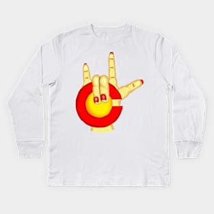 Caucasian woman red nail polish Kids Long Sleeve T-Shirt